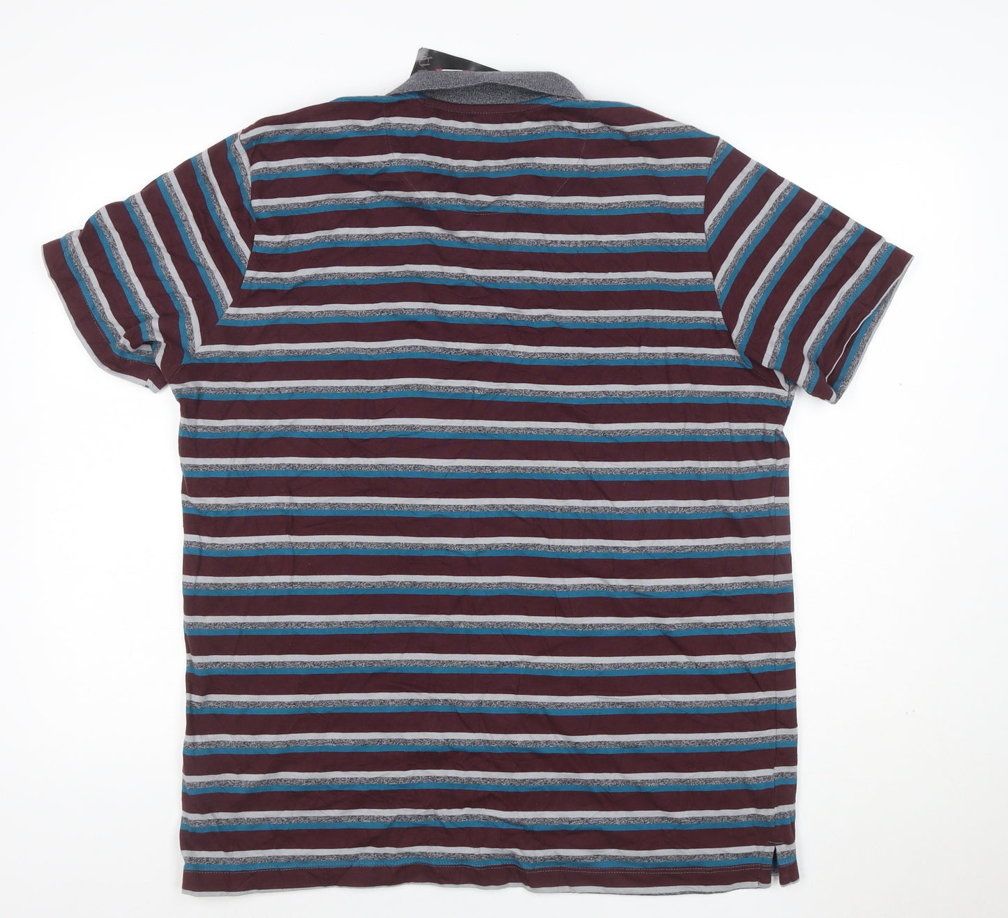 AW85 Men’s Multicoloured Striped Cotton Blend Polo Shirt XL New