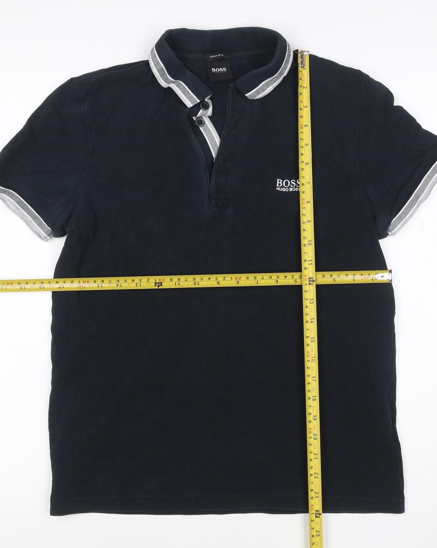 Hugo Boss Men’s Blue S Regular Fit Cotton Logo Polo Shirt
