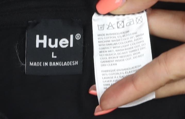 Huel Men’s Black L Logo Cotton Crew Neck Short Sleeve T-Shirt