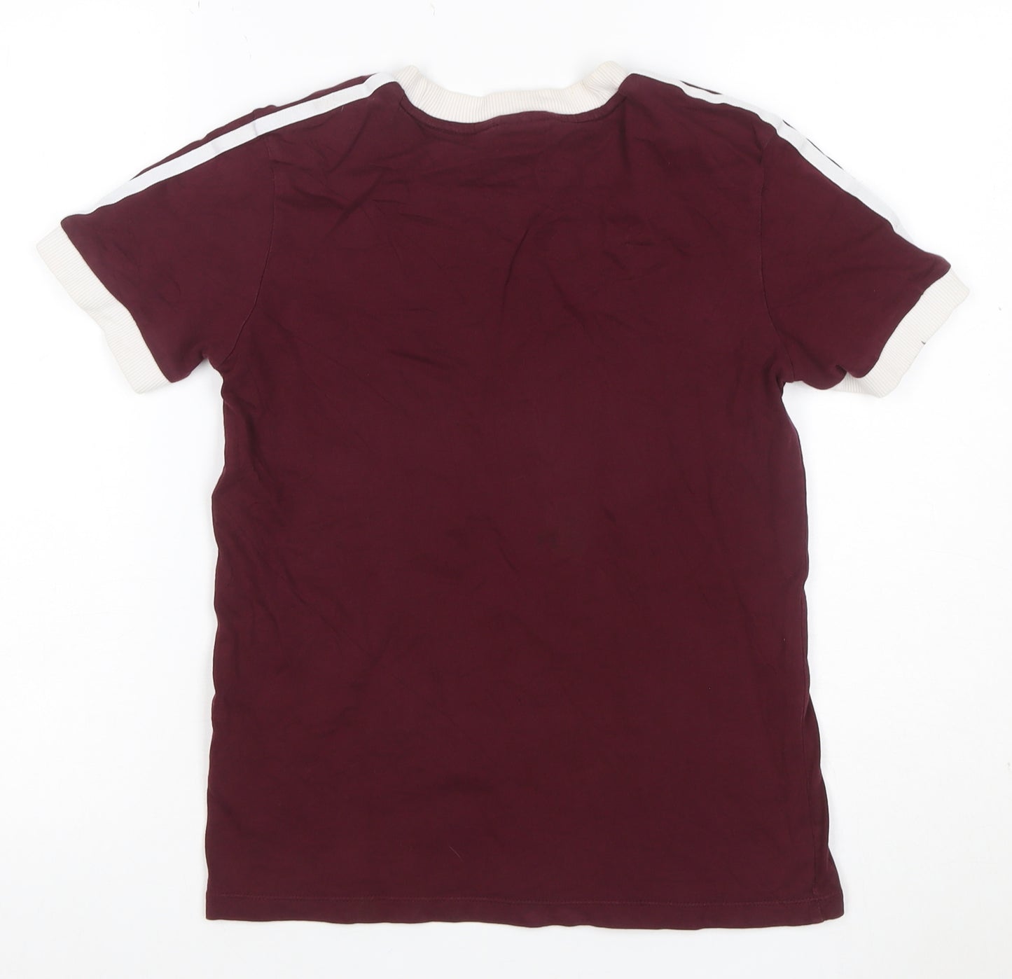 Adidas Women Red UK 6 Ringer Short Sleeve Logo T-Shirt