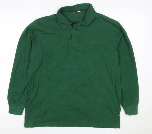 Cotton Traders Men’s Green M Long Sleeve Cotton Polo Shirt Logo