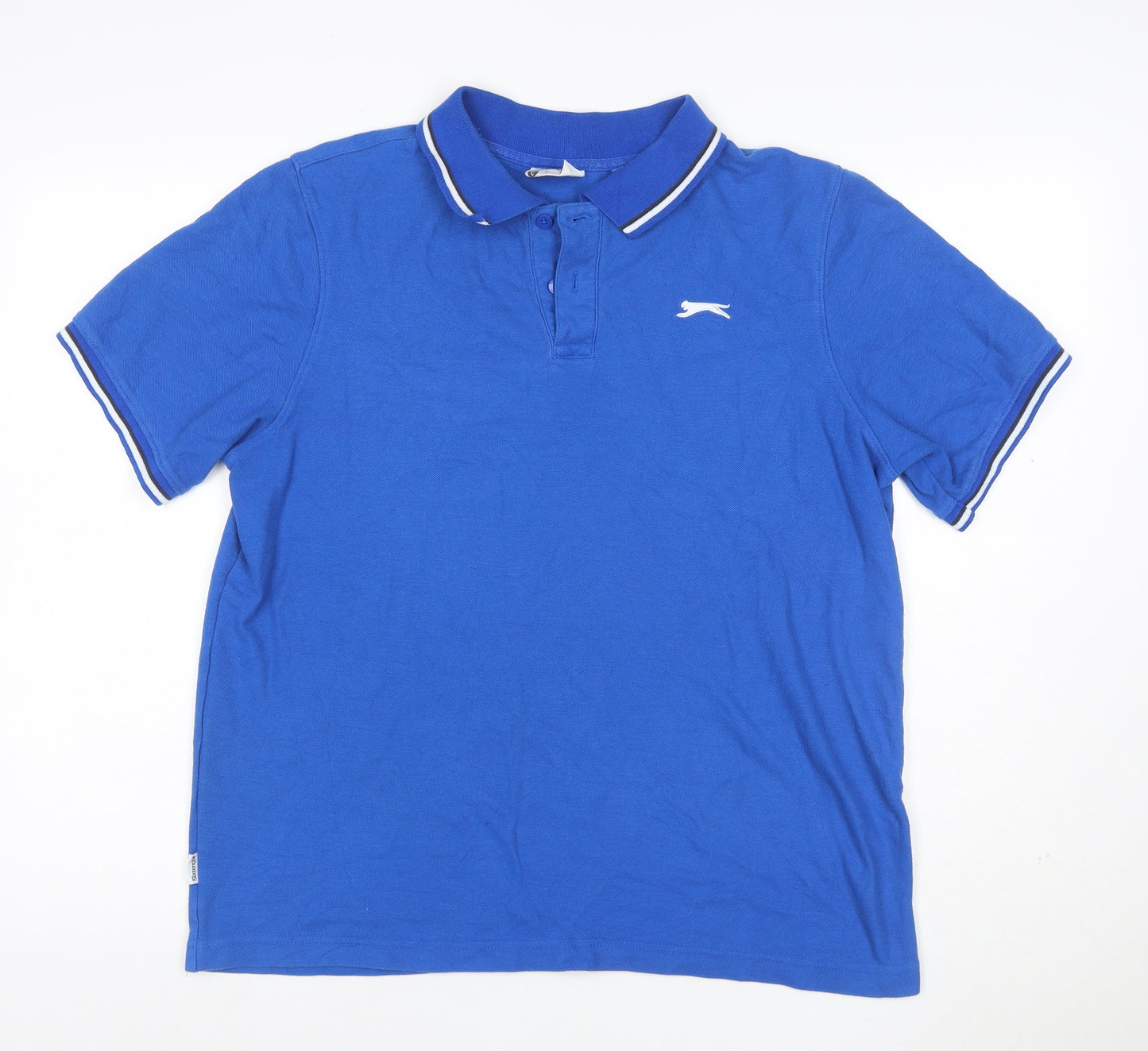 Slazenger Men’s Blue Logo Polo Shirt UK L Short Sleeve Golf