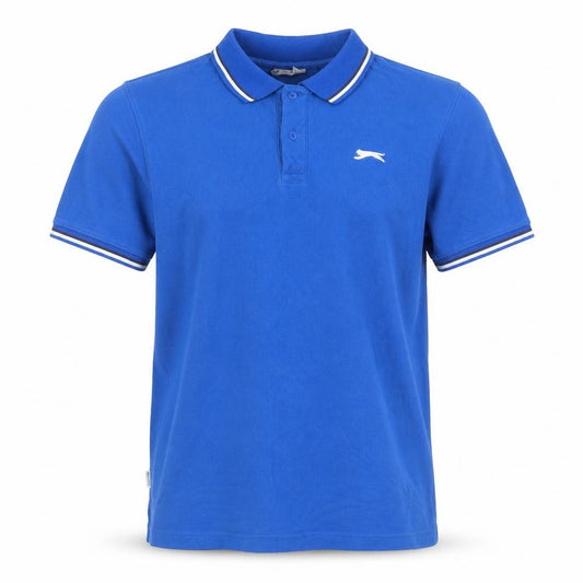 Slazenger Men’s Blue Logo Polo Shirt UK L Short Sleeve Golf
