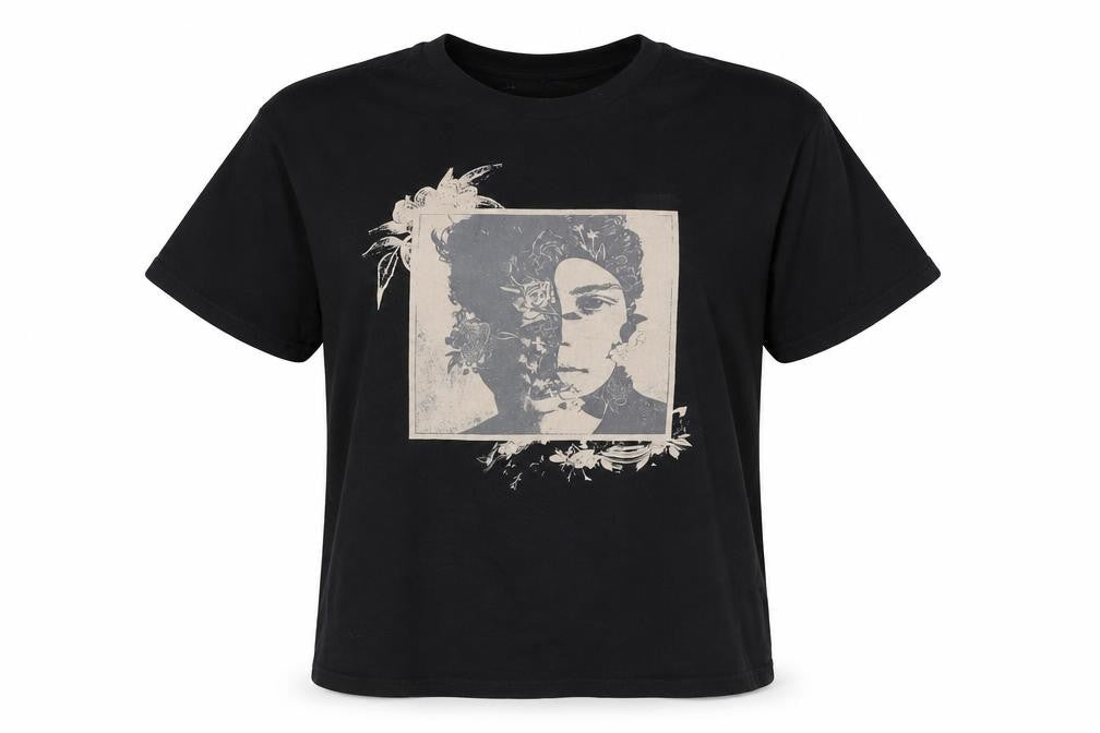 Front view of Shawn Mendes unisex adults black s basic music graphic t-shirt