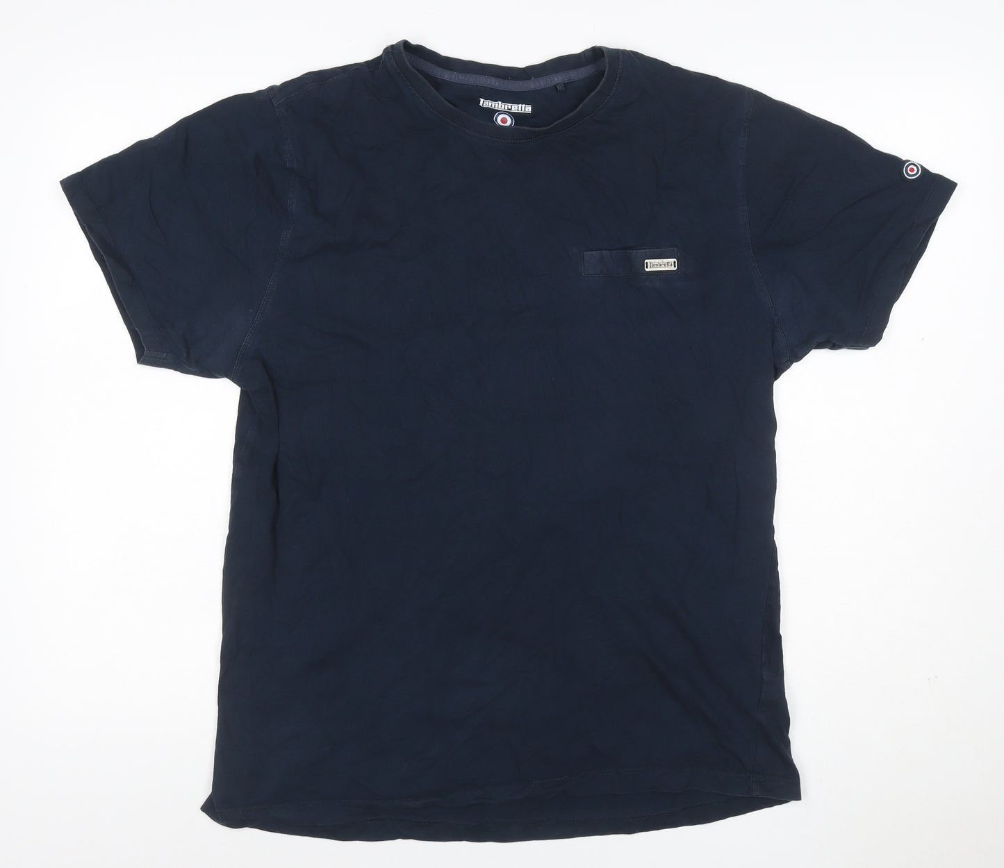Lambretta Men's Navy Blue XL Logo Crew Neck Short Sleeve Cotton T-Shirt
