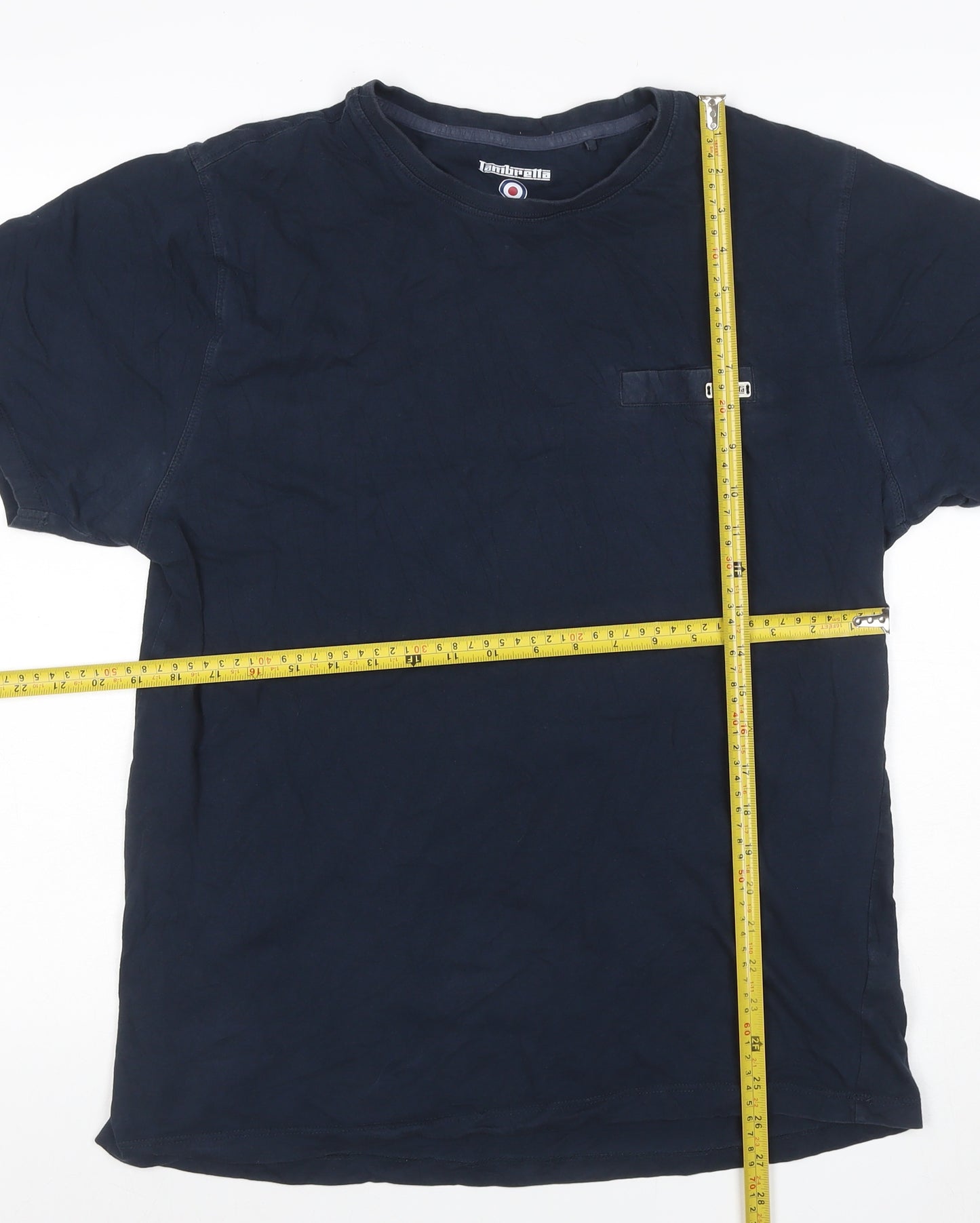 Lambretta Men's Navy Blue XL Logo Crew Neck Short Sleeve Cotton T-Shirt