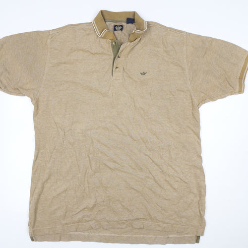 Dockers Men’s Beige XL Cotton Short Sleeve Logo Polo Shirt