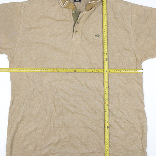 Dockers Men’s Beige XL Cotton Short Sleeve Logo Polo Shirt