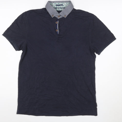 Ted Baker Men’s Blue Size L Short Sleeve Button-Down Collar Polo