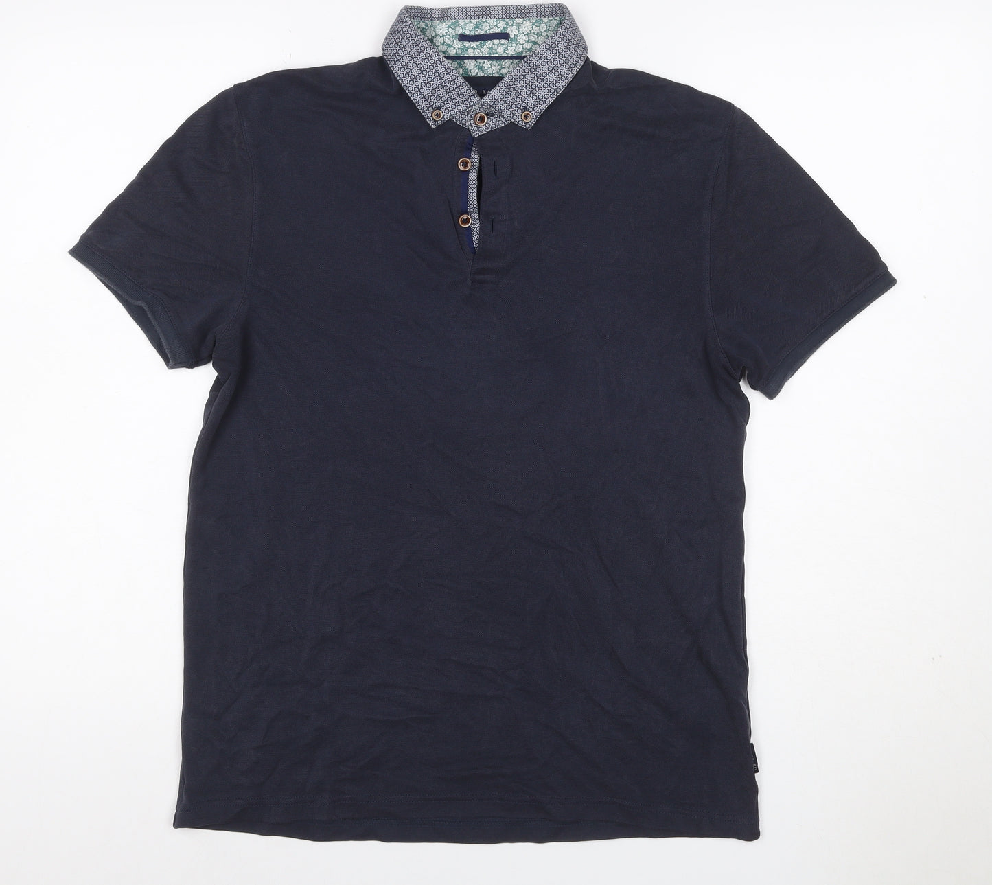 Ted Baker Men’s Blue Size L Short Sleeve Button-Down Collar Polo