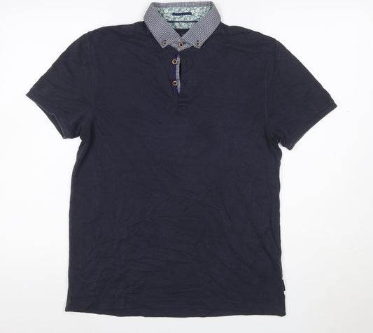 Ted Baker Men’s Blue Size L Short Sleeve Button-Down Collar Polo