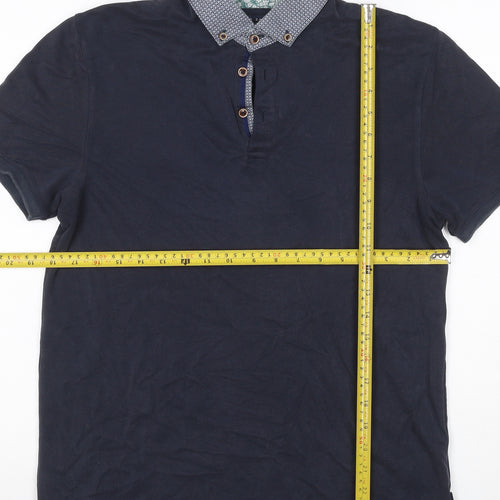 Ted Baker Men’s Blue Size L Short Sleeve Button-Down Collar Polo