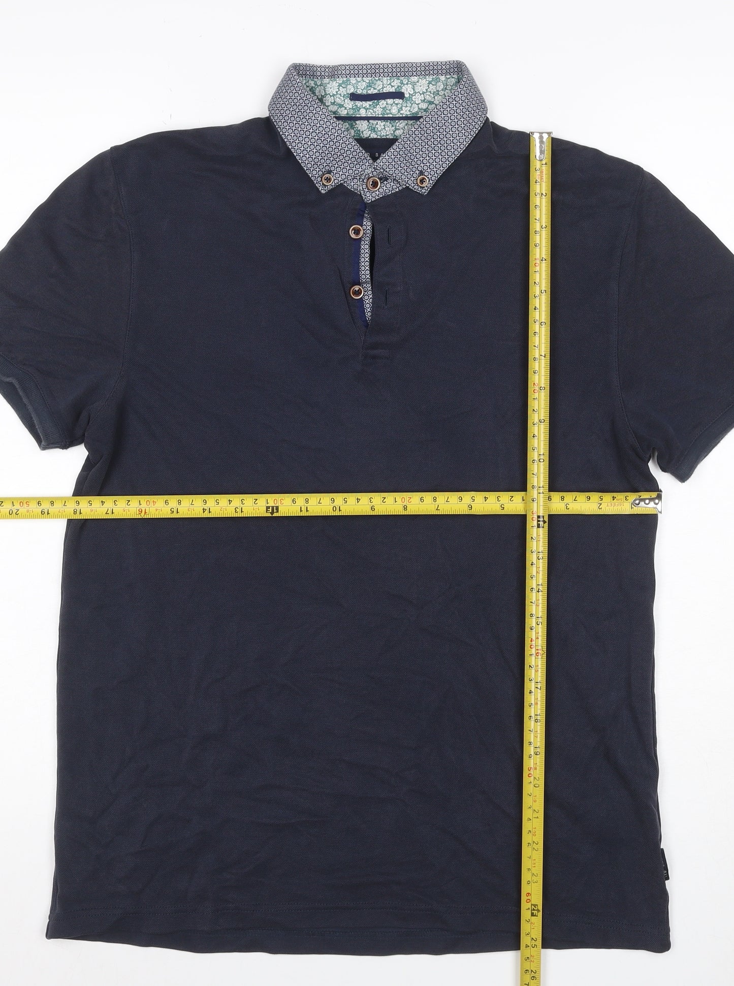 Ted Baker Men’s Blue Size L Short Sleeve Button-Down Collar Polo