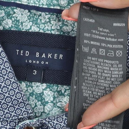 Ted Baker Men’s Blue Size L Short Sleeve Button-Down Collar Polo