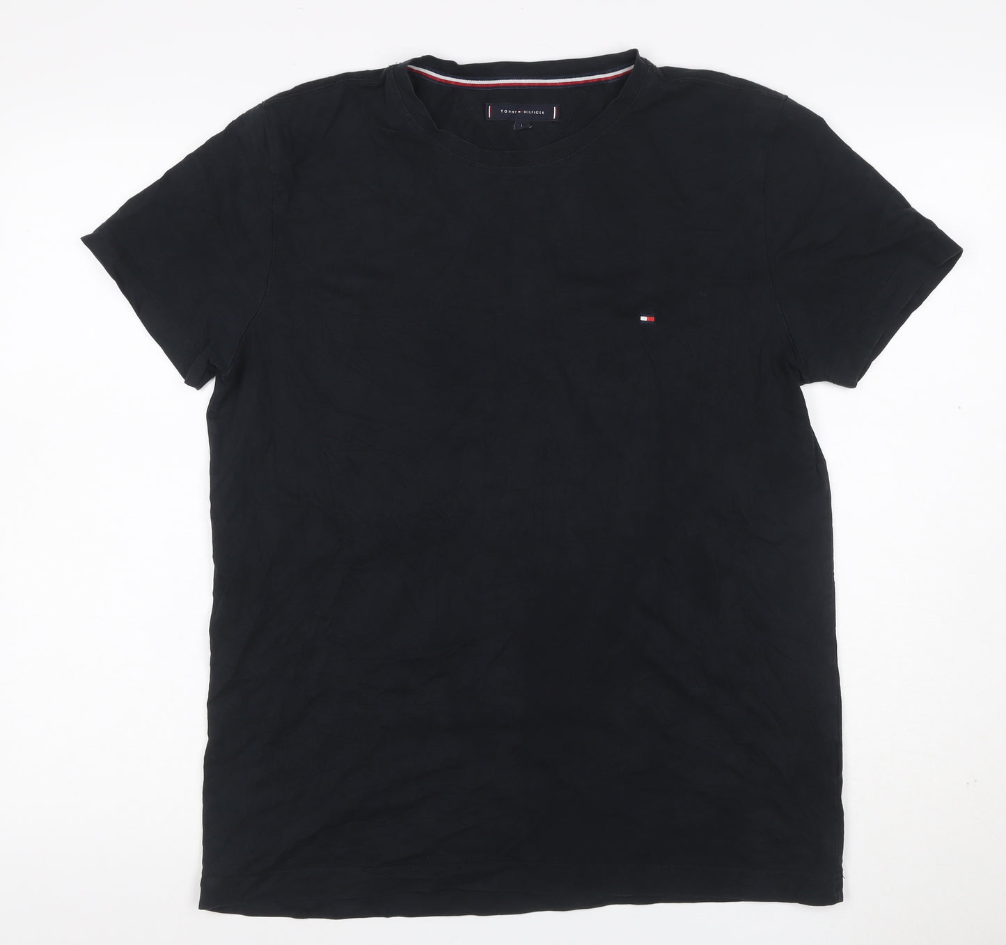 Tommy Hilfiger Men’s Black Logo Crew Neck Stretch T-Shirt Size L