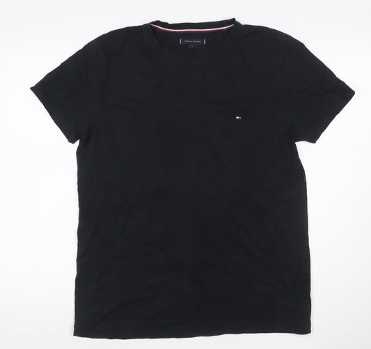 Tommy Hilfiger Men’s Black Logo Crew Neck Stretch T-Shirt Size L