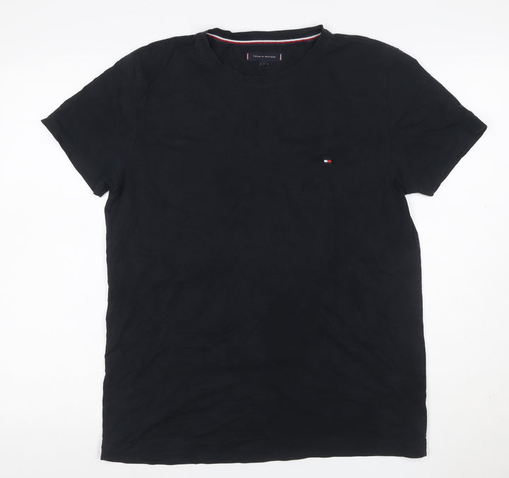 Tommy Hilfiger Men’s Black Logo Crew Neck Stretch T-Shirt Size L