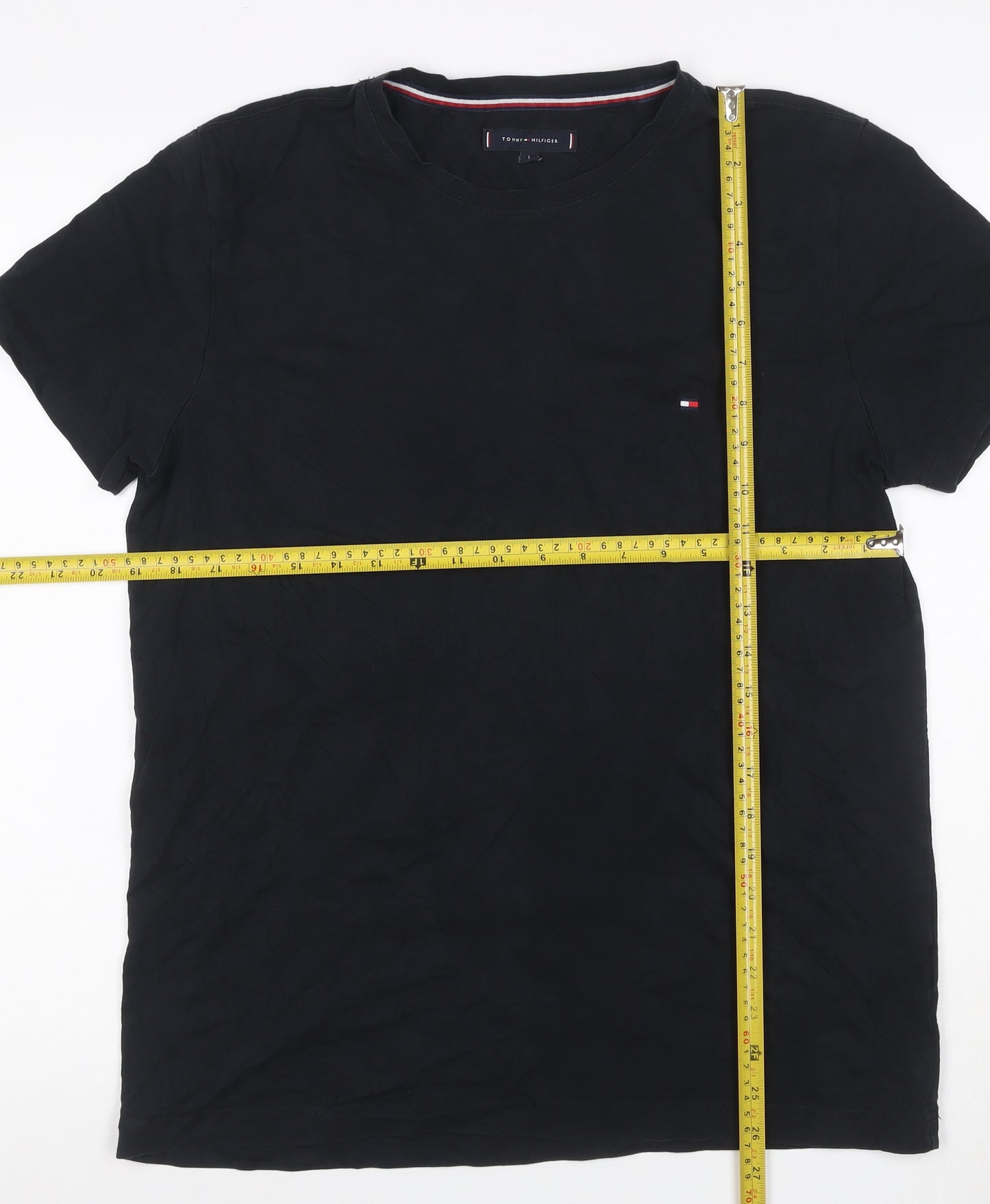 Tommy Hilfiger Men’s Black Logo Crew Neck Stretch T-Shirt Size L