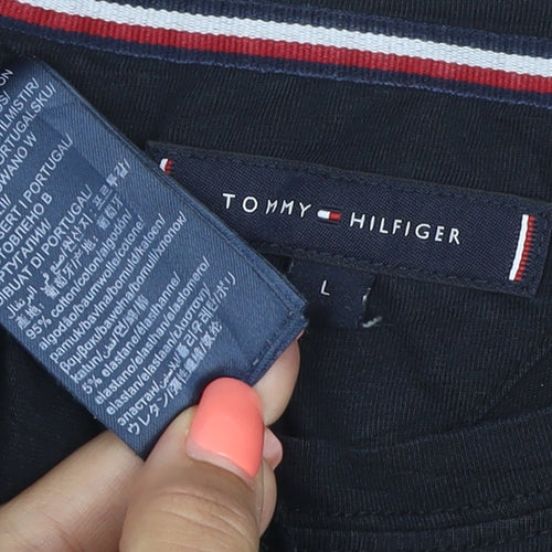 Tommy Hilfiger Men’s Black Logo Crew Neck Stretch T-Shirt Size L