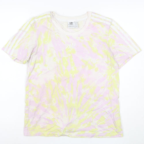 adidas Women’s Multicoloured UK 12 Tie Dye 3 Stripe Cotton T-Shirt