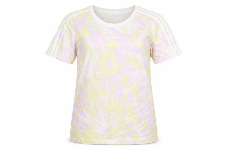adidas Women’s Multicoloured UK 12 Tie Dye 3 Stripe Cotton T-Shirt
