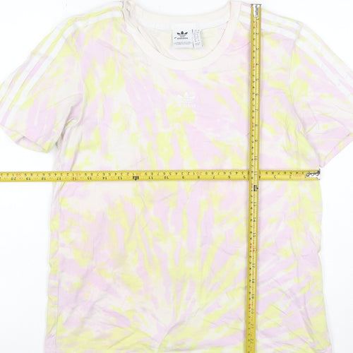 adidas Women’s Multicoloured UK 12 Tie Dye 3 Stripe Cotton T-Shirt
