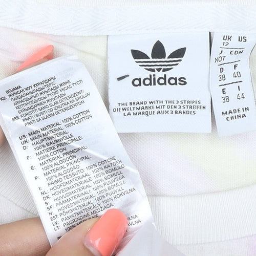 adidas Women’s Multicoloured UK 12 Tie Dye 3 Stripe Cotton T-Shirt