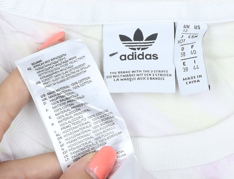 adidas Women’s Multicoloured UK 12 Tie Dye 3 Stripe Cotton T-Shirt