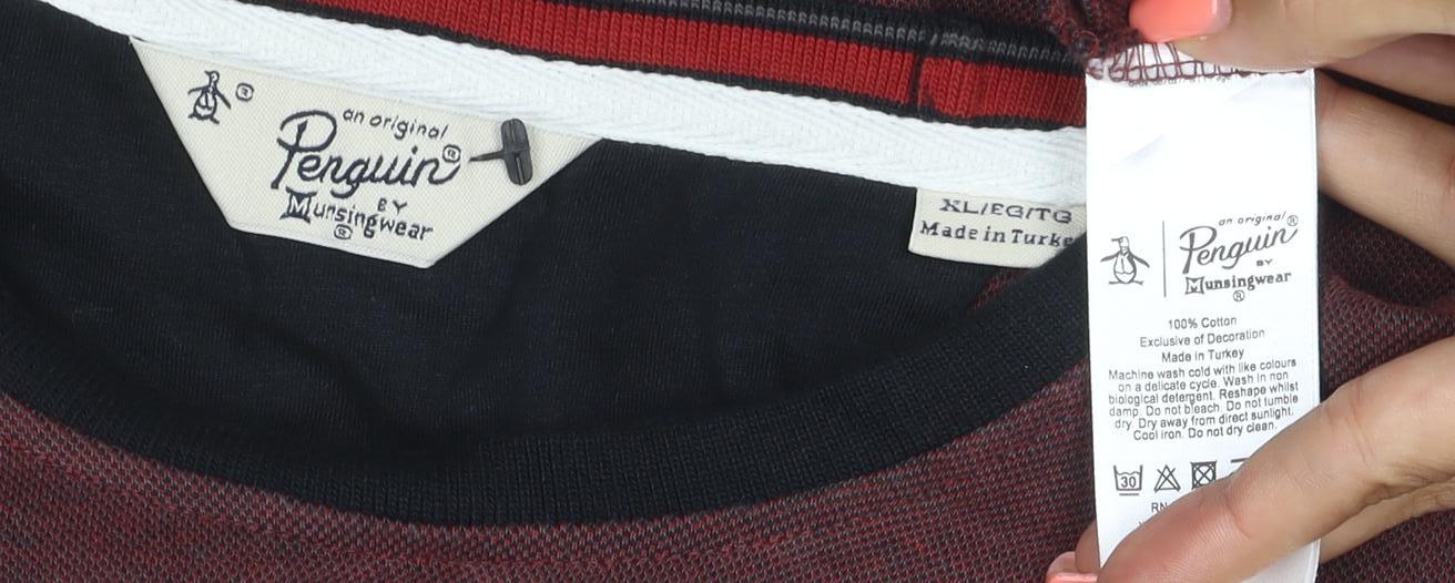 Original Penguin Men’s Red L Crew Neck Logo Cotton T-Shirt