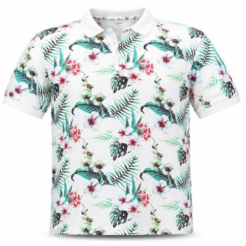 Peter Werth Men’s XL White Tropical Floral Cotton Short Sleeve Polo