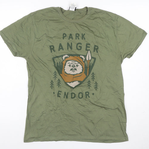 Star Wars Men’s Green L Endor Park Ranger Ewok Graphic Cotton T-Shirt