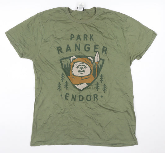 Star Wars Men’s Green L Endor Park Ranger Ewok Graphic Cotton T-Shirt