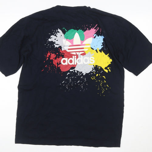 Adidas Men’s Black L Colour Splash Trefoil Graphic Print T-Shirt