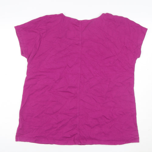 Lands' End Women's Pink L Ribbed Stretch Scoop Neck T-Shirt