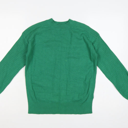 M&S Women’s Green S High Neck Textured Knit Pullover Jumper
