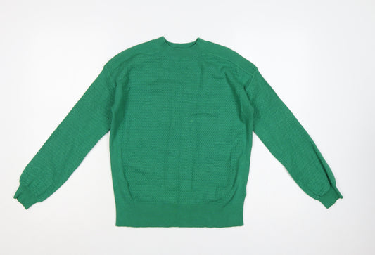 M&S Women’s Green S High Neck Textured Knit Pullover Jumper
