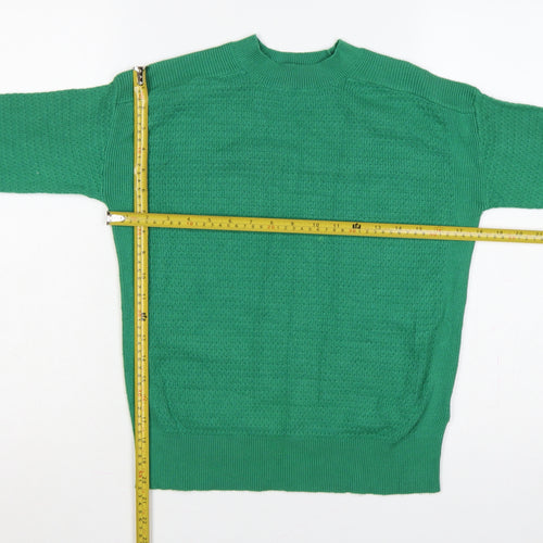 M&S Women’s Green S High Neck Textured Knit Pullover Jumper