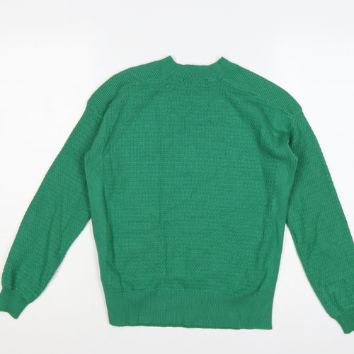 M&S Women’s Green S High Neck Textured Knit Pullover Jumper