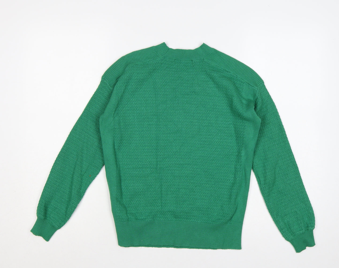 M&S Women’s Green S High Neck Textured Knit Pullover Jumper