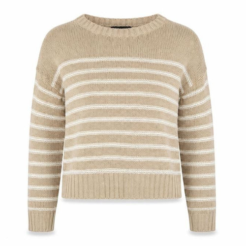 New Look Women Beige Stripe Knit Crew Neck Jumper Size S