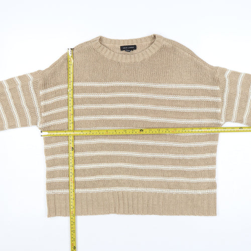 New Look Women Beige Stripe Knit Crew Neck Jumper Size S