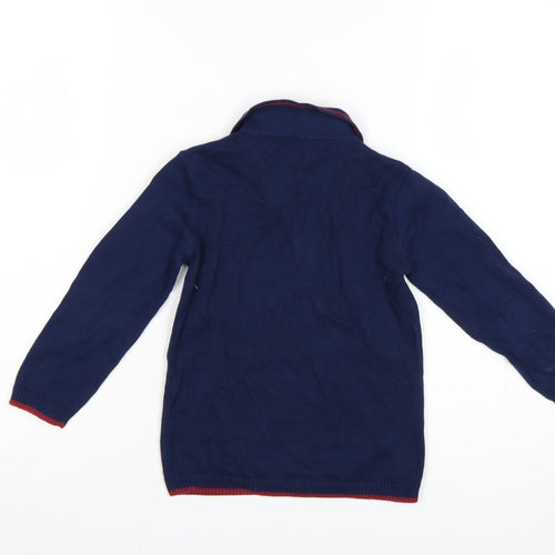 Nutmeg Girls Navy 4-5 Years Christmas Henley Cotton Knit Jumper