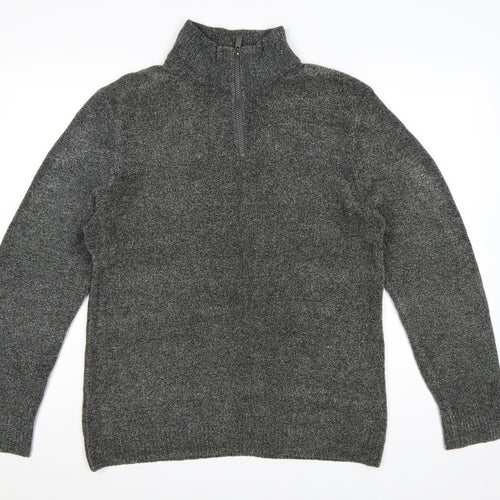 Next Men’s Grey M Half Zip High Neck Knit Pullover Jumper