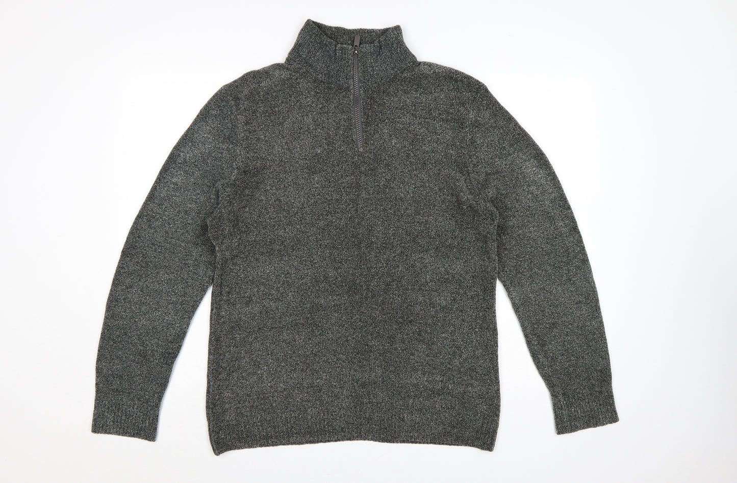 Next Men’s Grey M Half Zip High Neck Knit Pullover Jumper