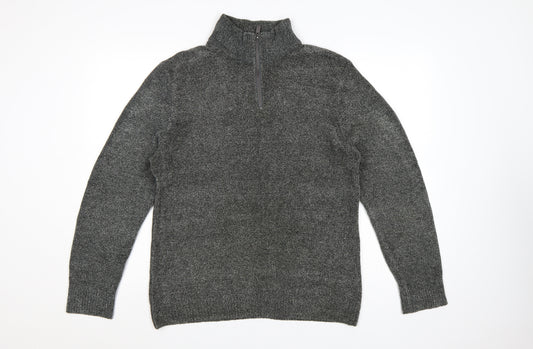 Next Men’s Grey M Half Zip High Neck Knit Pullover Jumper