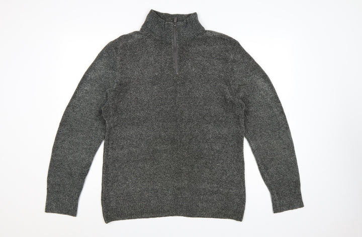Next Men’s Grey M Half Zip High Neck Knit Pullover Jumper