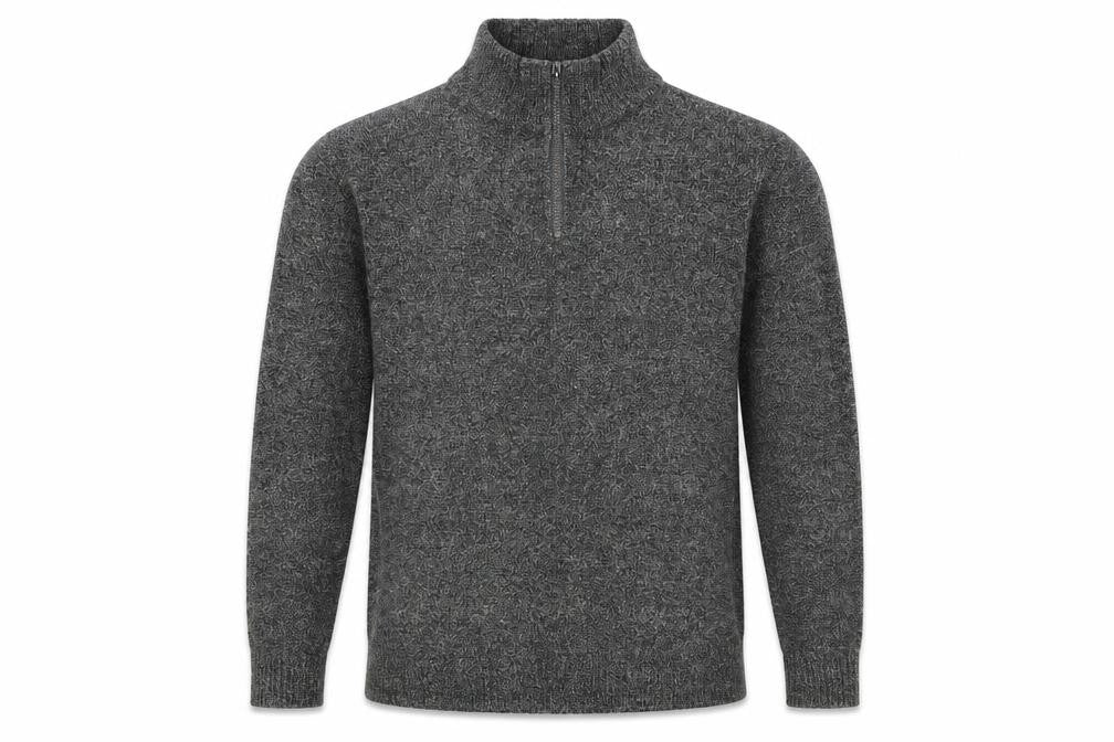 Front view of Next Men’s Grey M Half Zip High Neck Knit jumper