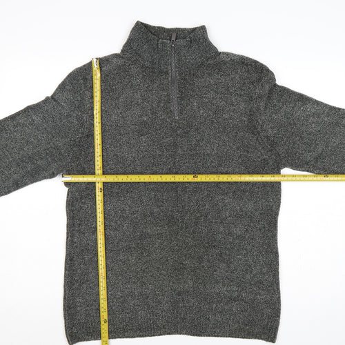 Next Men’s Grey M Half Zip High Neck Knit Pullover Jumper