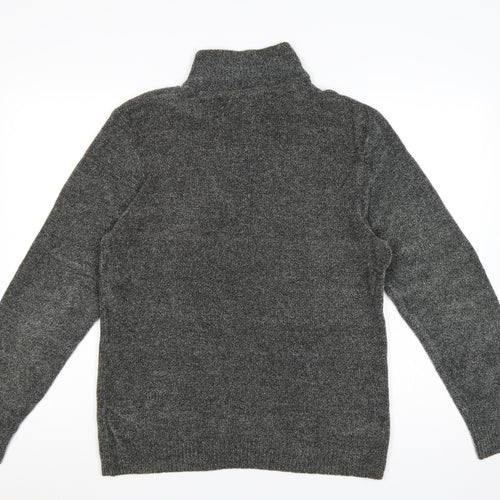Next Men’s Grey M Half Zip High Neck Knit Pullover Jumper