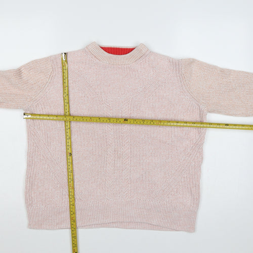 Marks & Spencer Women Pink M Cotton Chunky Knit Crew Neck Jumper